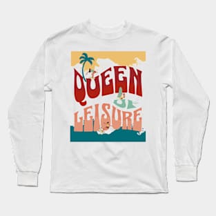 Groovy Retro "Queen Of Leisure" Retirement Summer Long Sleeve T-Shirt